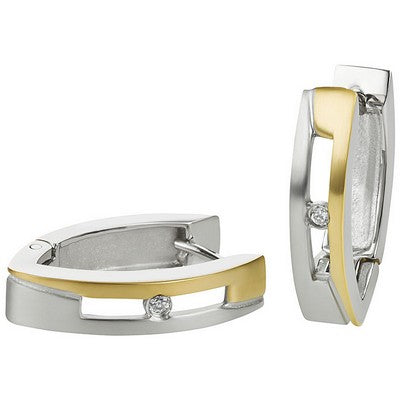 Creolen Edelstahl mit Zirkonia oval