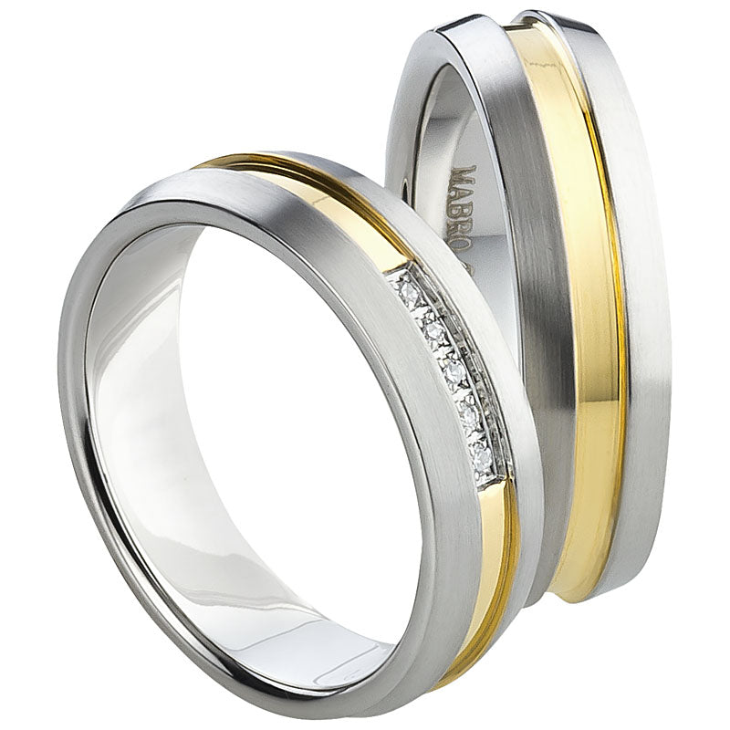 Partnerringe Edelstahl, matt-glänzend, 5 Zirkonia weiß