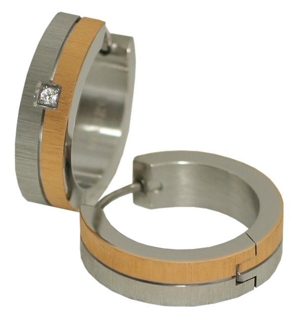 Creole Edelstahl mit Zirkonia bicolour