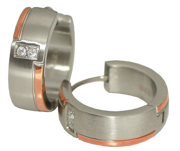 Creole Edelstahl mit Zirkonia bicolour PVD rosé