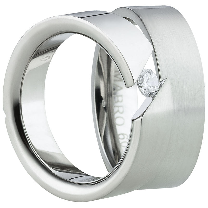 Partnerringe Edelstahl, matt-glänzend, 1 Zirkonia weiß