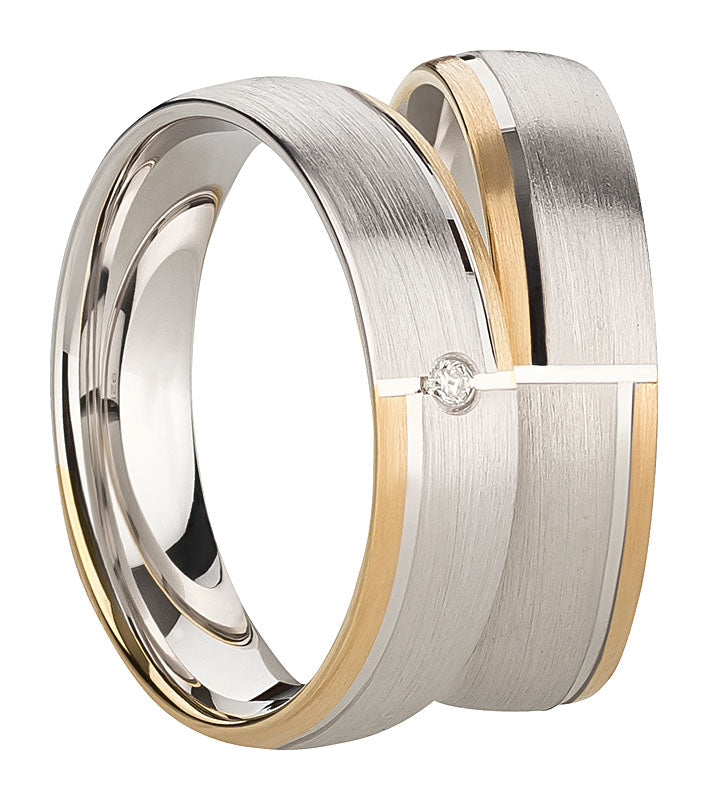 Partnerringe 925/-rhod 0,015Ct WSI