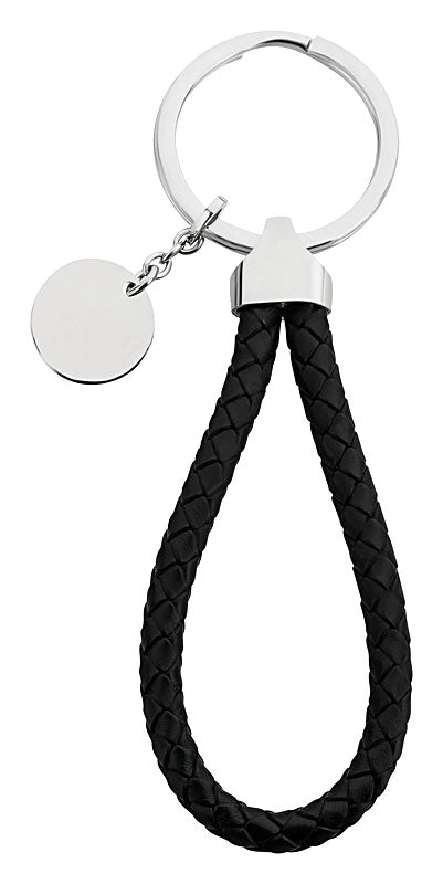 Schlüsselanhänger Edelstahl Leder/ Silber