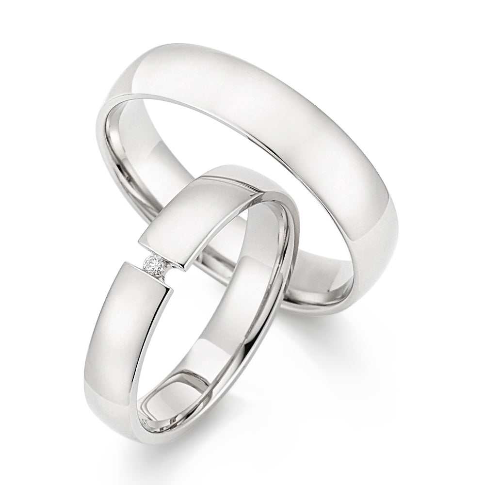 Partnerringe 925/-rhod 0,015Ct WSI