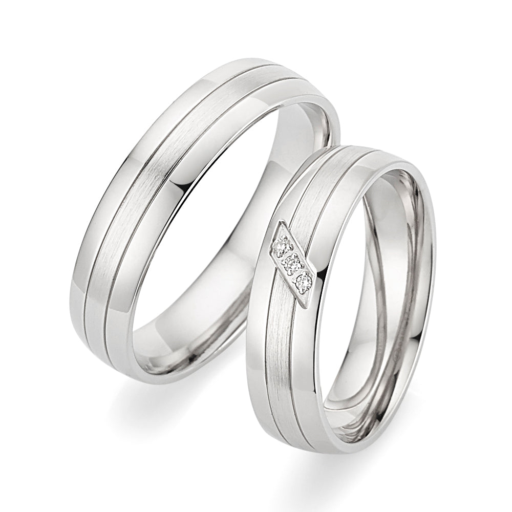 Partnerringe 925/-rhod 0,03Ct WSI