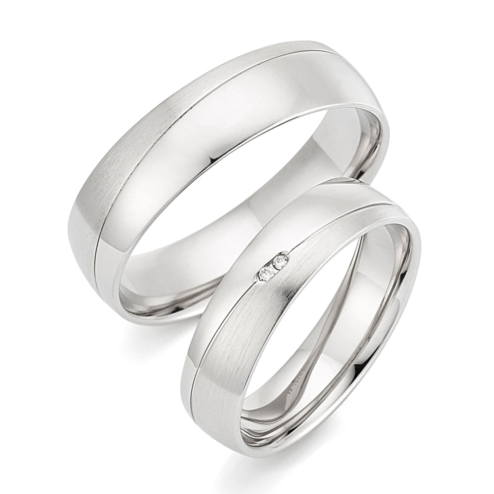 Partnerringe 925/-rhod 0,02Ct WSI