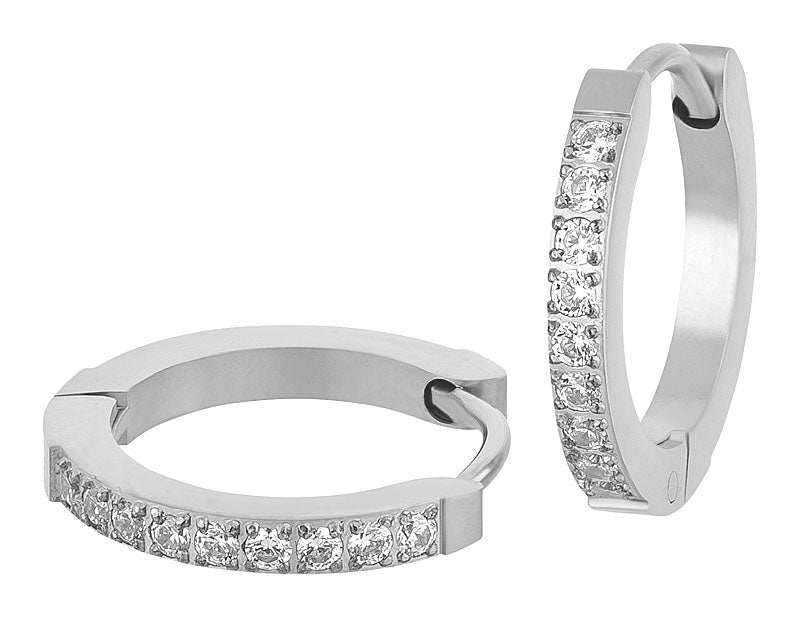 Creolen Edelstahl mit Zirkonia/ Silber