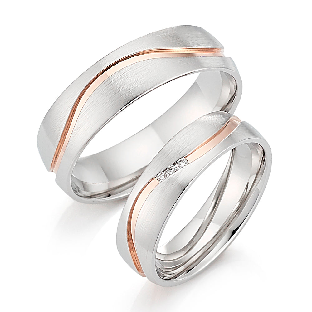 Partnerringe 925/-rhod 0,03Ct WSI rosé plattiert