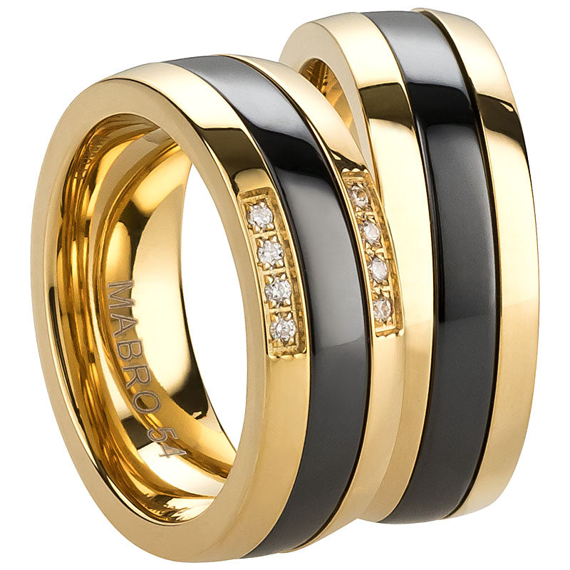 Partnerringe Edelstahl-Keramik PVD Gold