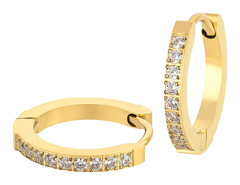 Creolen Edelstahl mit Zirkonia/ Gold