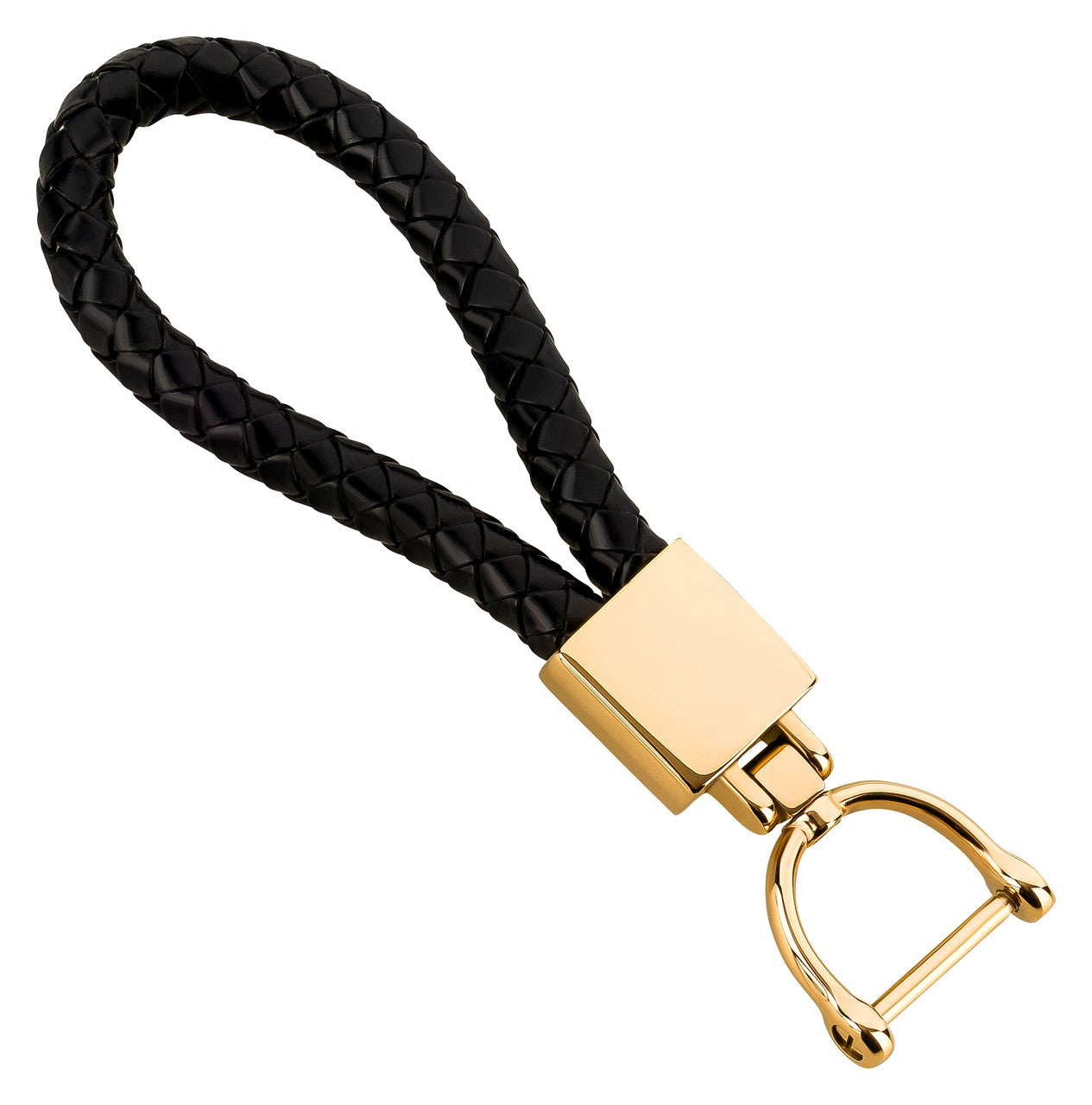 Schlüsselanhänger Edelstahl Leder/ Gold