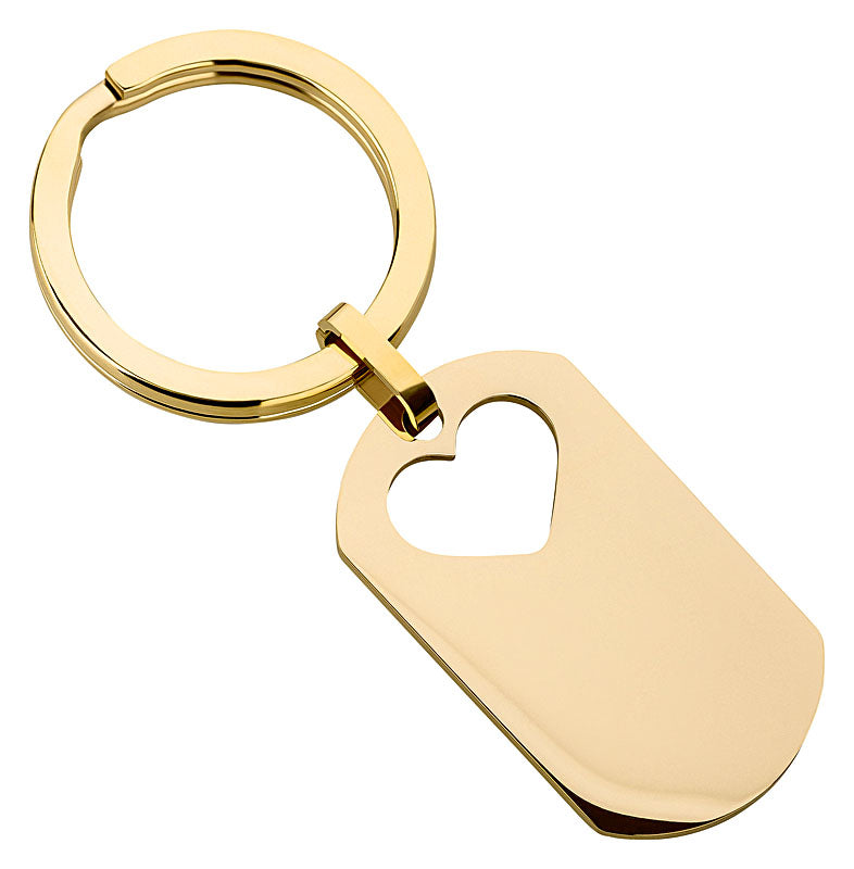 Schlüsselanhänger Edelstahl mit Herz/ Gold