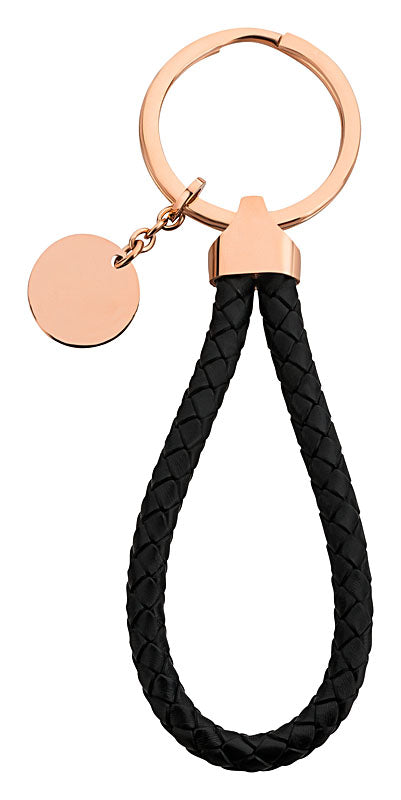 Schlüsselanhänger Edelstahl Leder/ Rosé