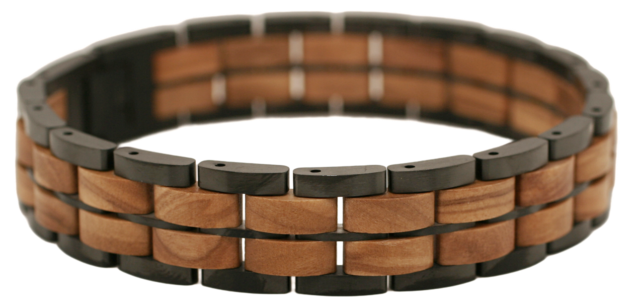 Edelstahlarmband "Olivenholz/Walnussholz"
