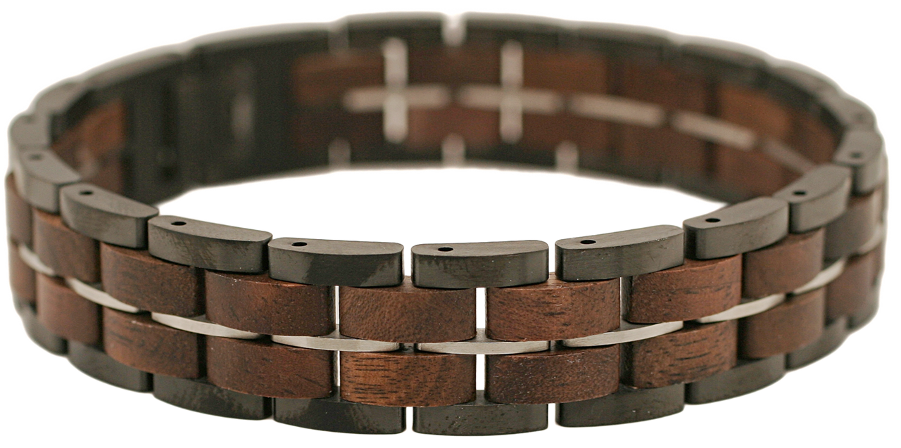 Edelstahlarmband "Olivenholz/Walnussholz"