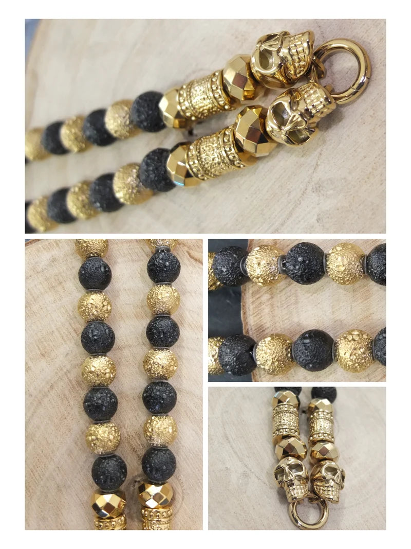 Rockerkette Bicolor + Gravurplatte Viereckig Gold (Kopie)