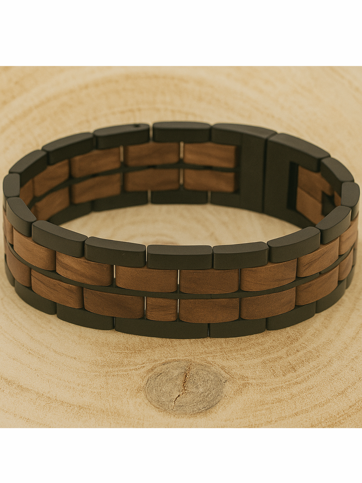 Edelstahlarmband "Olivenholz/Walnussholz"