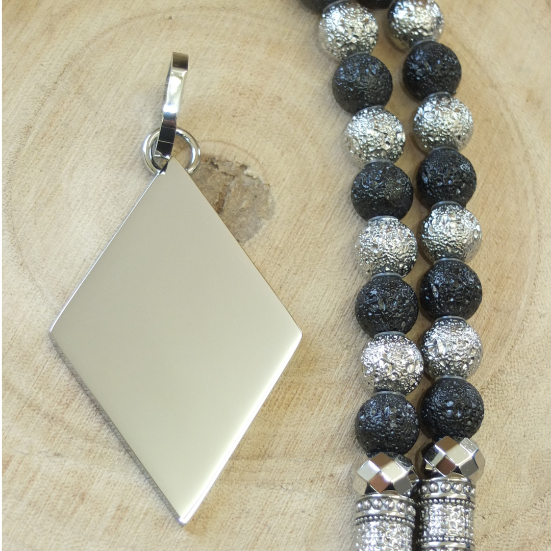Rockerkette + Raute Silber Bicolor