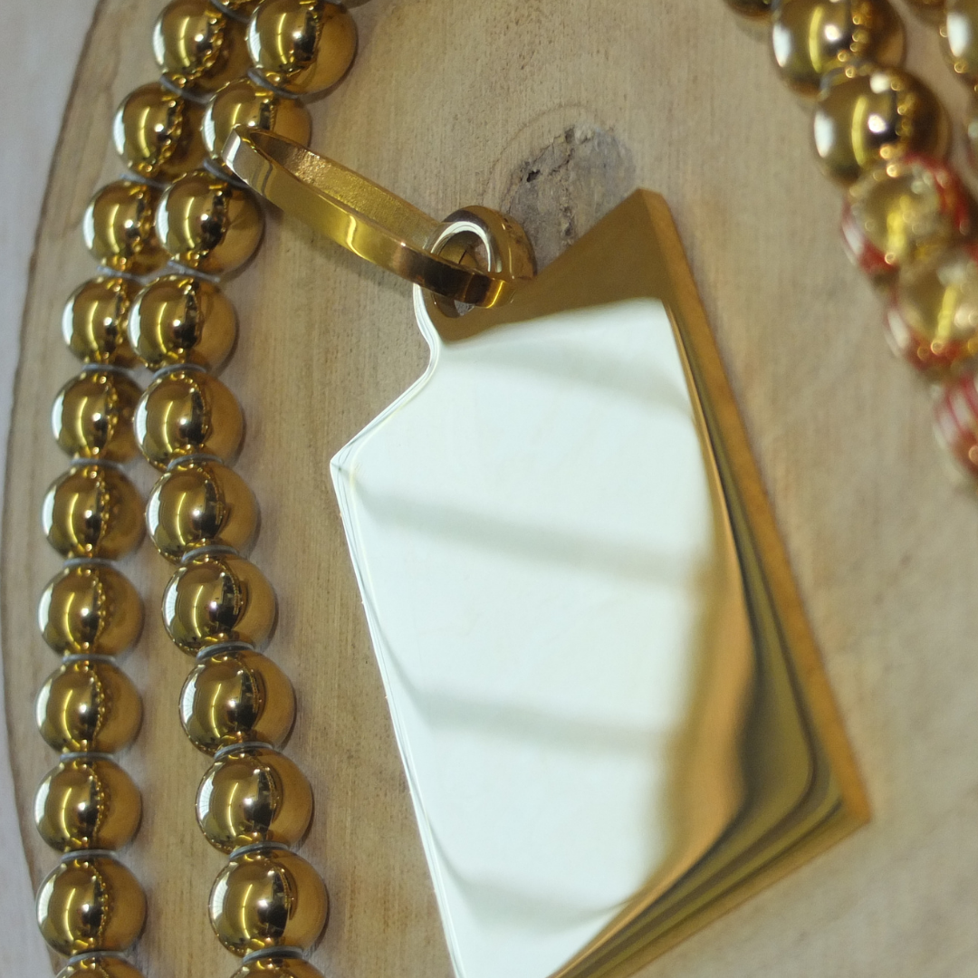 Rockerkette + Gravurplatte Viereckig Gold