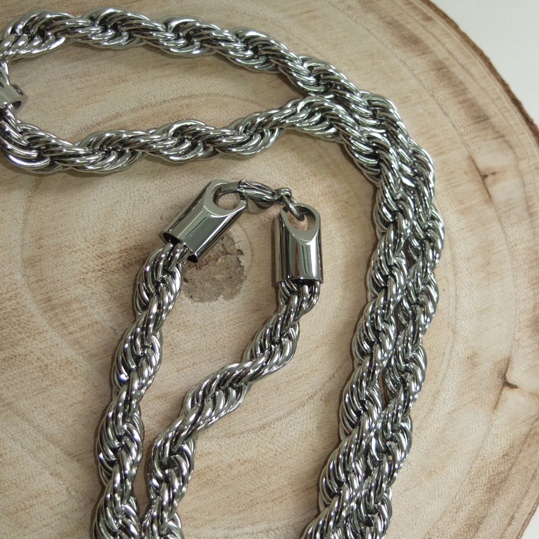 Rautenanhänger + Kordelkette Silberset