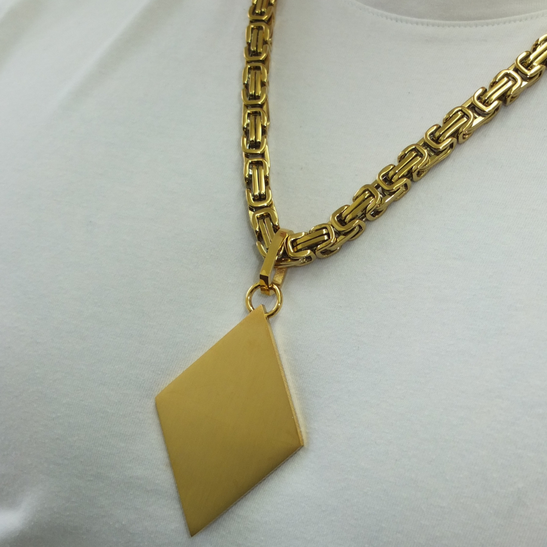 Rautenanhänger + Königskette Goldset