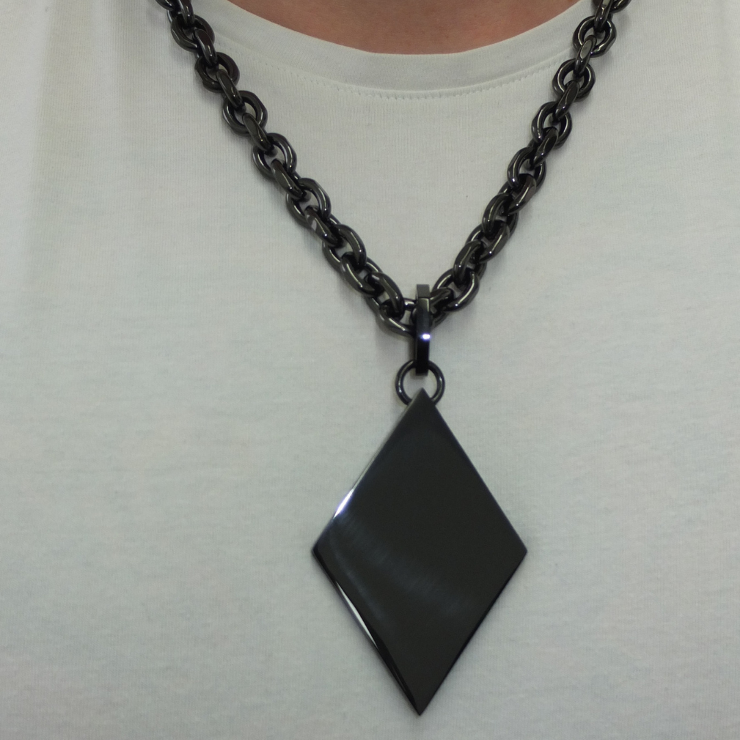 Rautenanhänger + Ankerkette Schwarzset