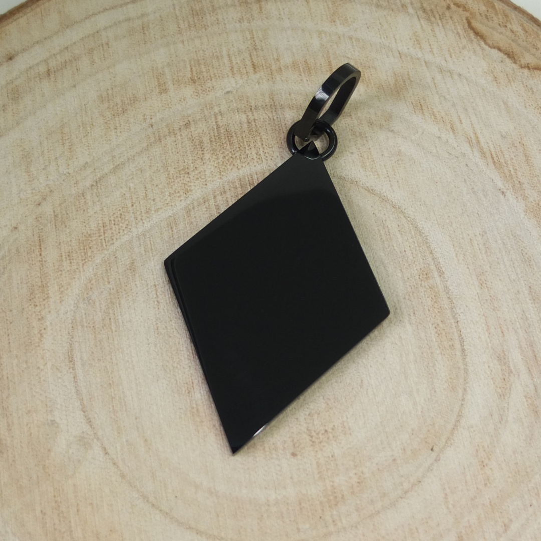 Rautenanhänger + Kordelkette Schwarzset