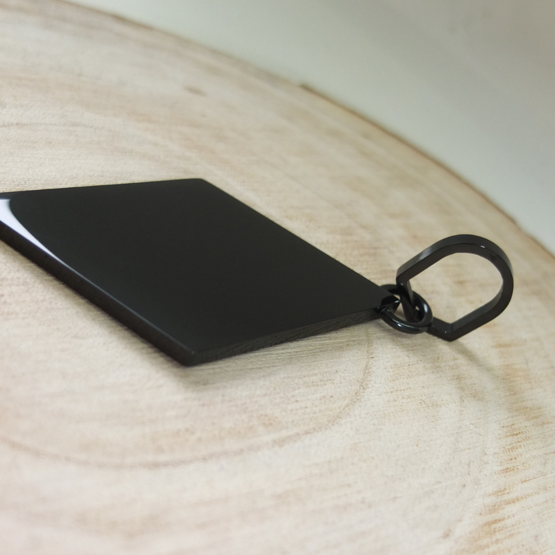 Rautenanhänger + Kordelkette Schwarzset