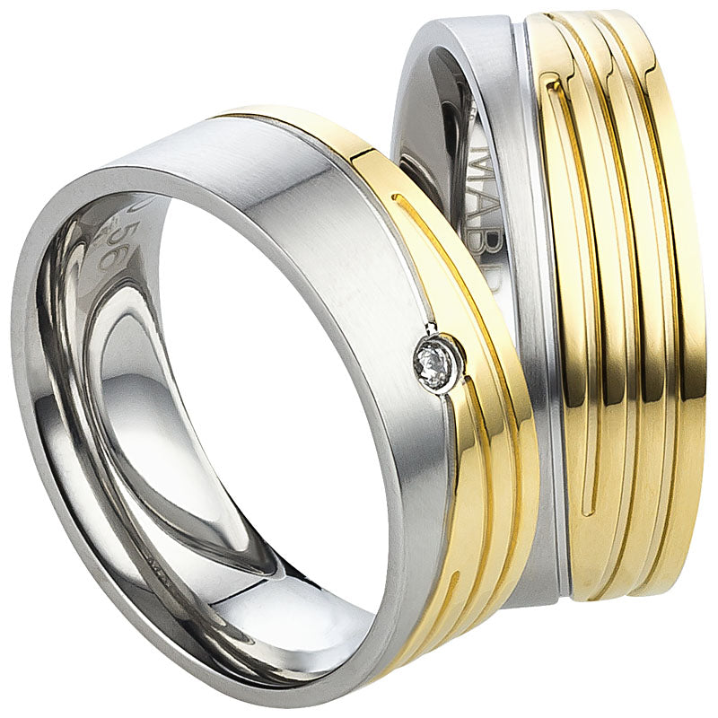 Partnerringe Edelstahl, matt-glänzend, 7mm breit