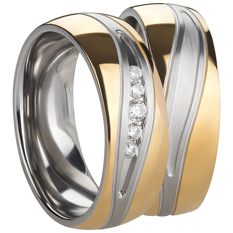Partnerringe Edelstahl PVD Gold Matt/Glanz Colour