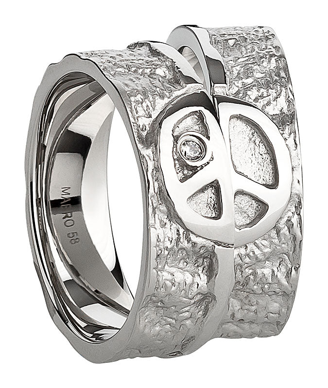 Partnerringe Edelstahl Peace 1 gefasster Zirkonia
