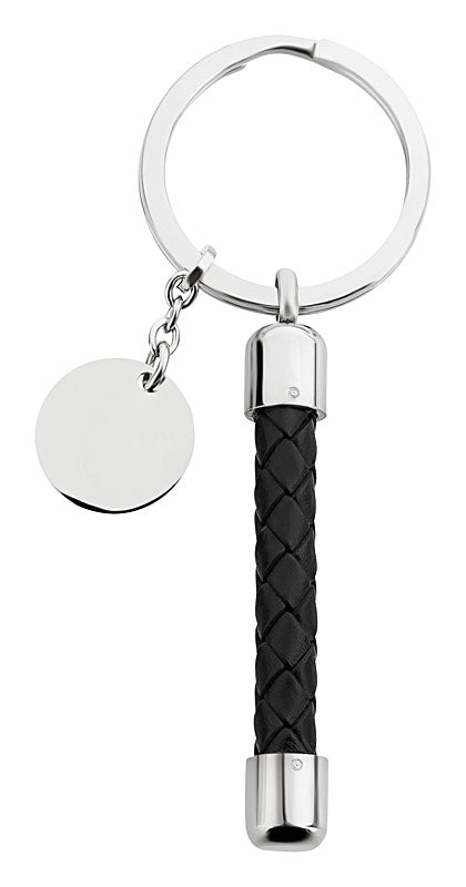 Schlüsselanhänger Edelstahl Leder/ Silber