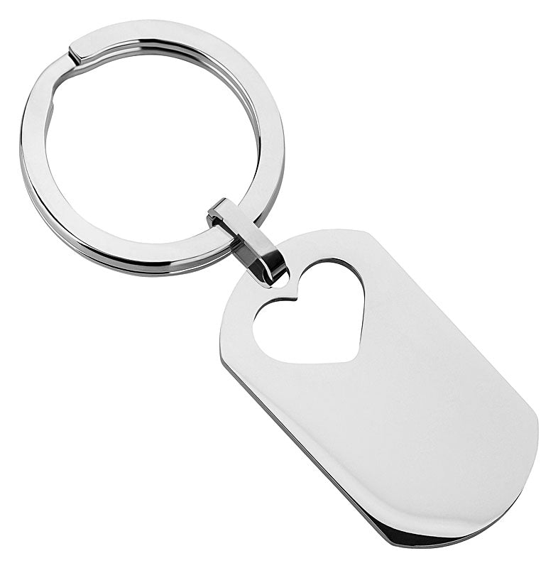 Schlüsselanhänger Edelstahl mit Herz/ Silber