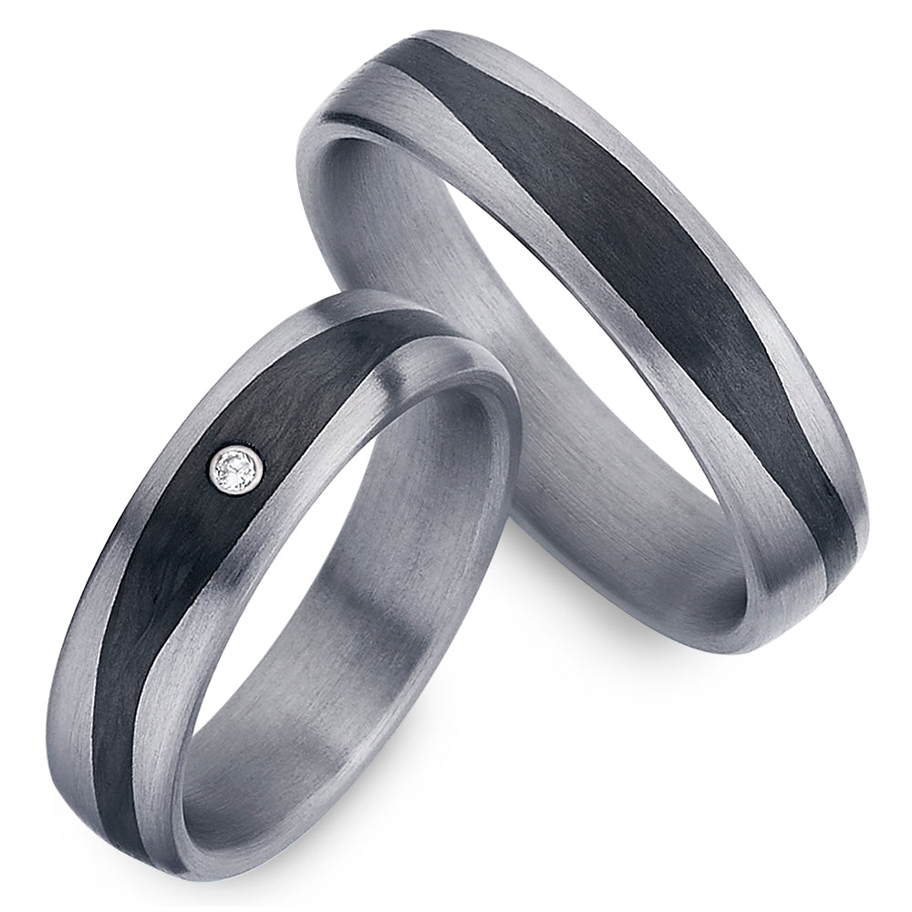 Partnerringe Tantal-Carbon mit Diamant