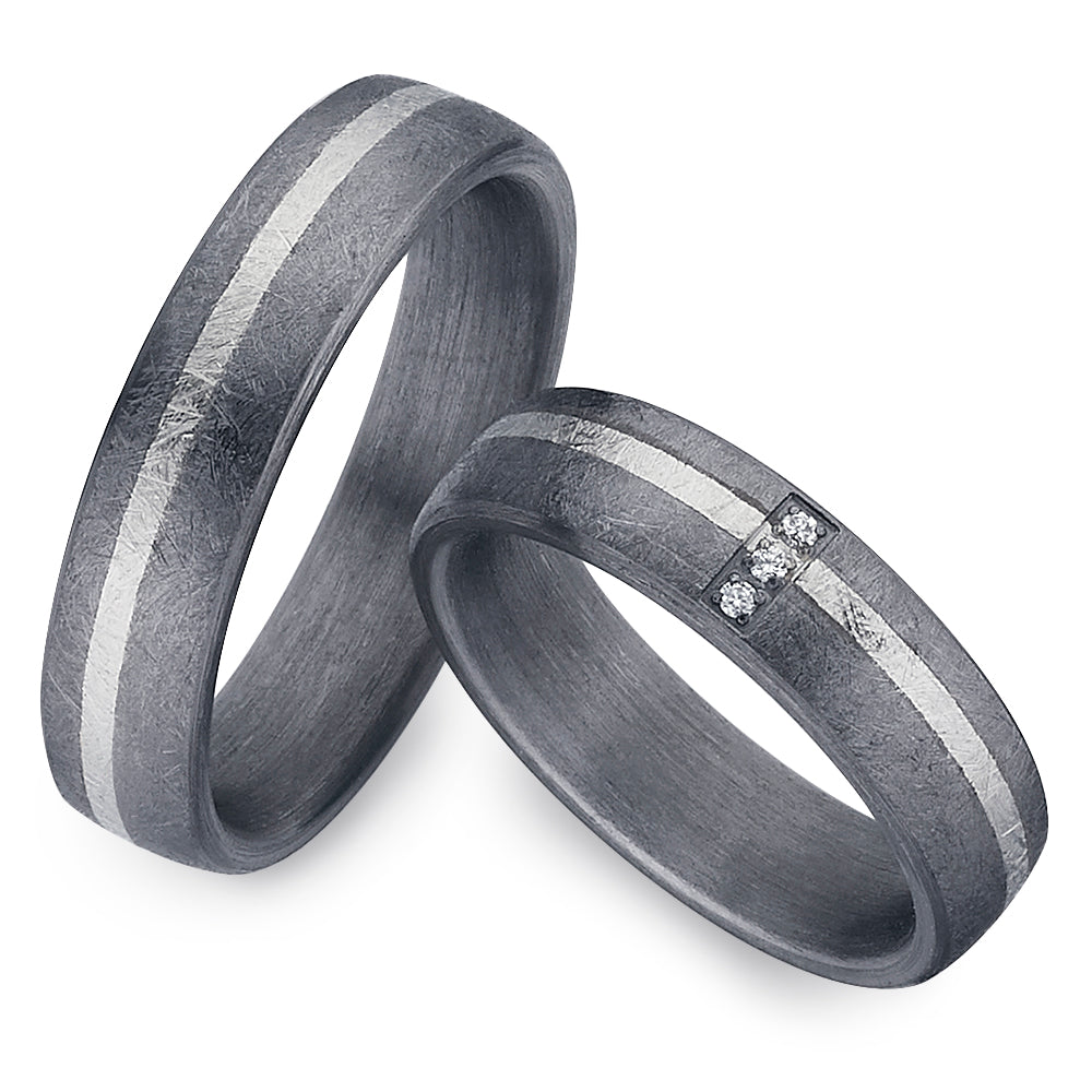 Partnerringe Tantal-Silber mit Diamant