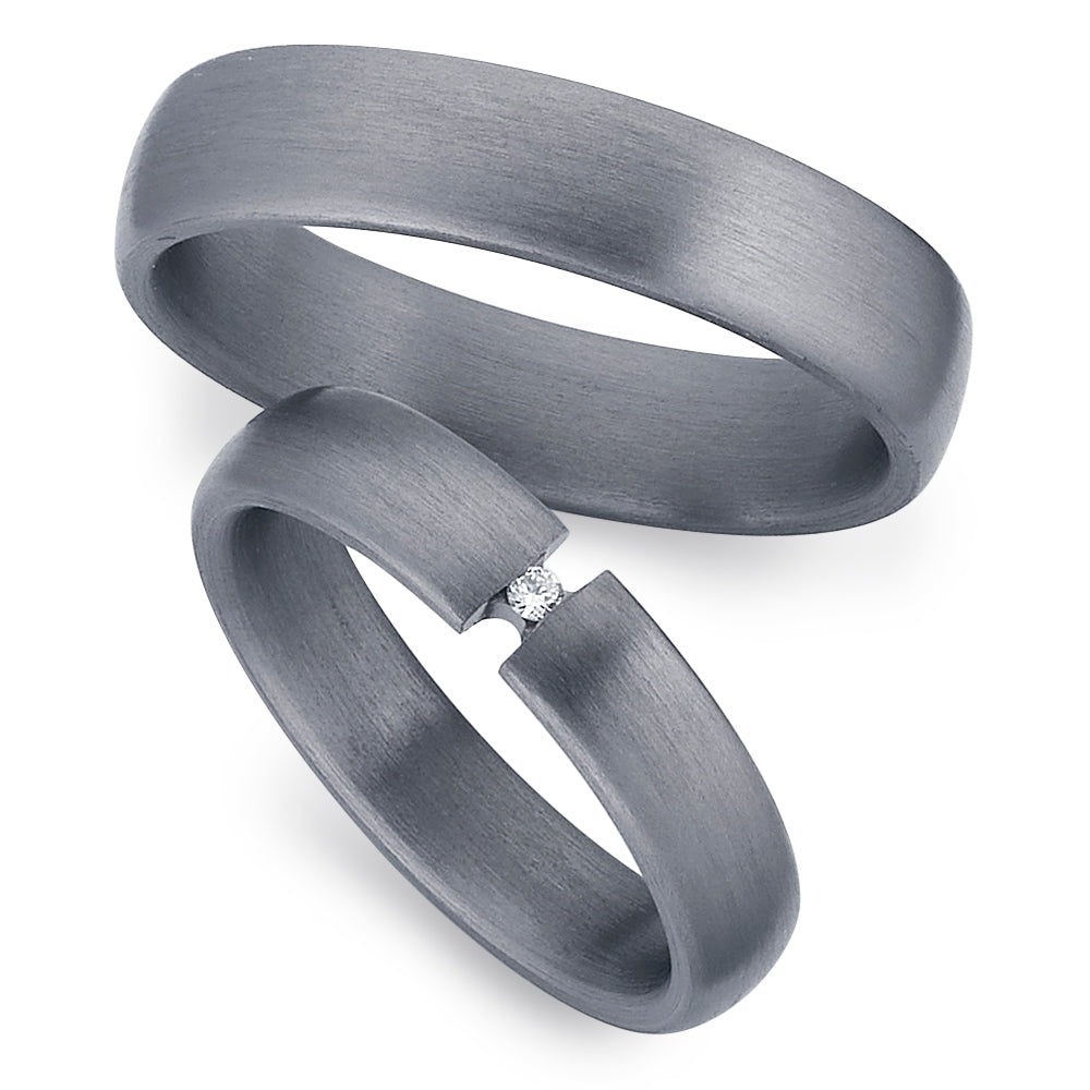 Partnerringe Tantal-Carbon mit Diamant