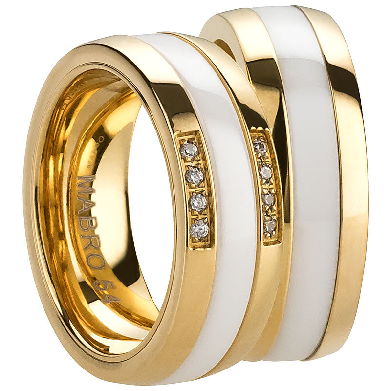 Partnerringe Edelstahl-Keramik PVD Gold