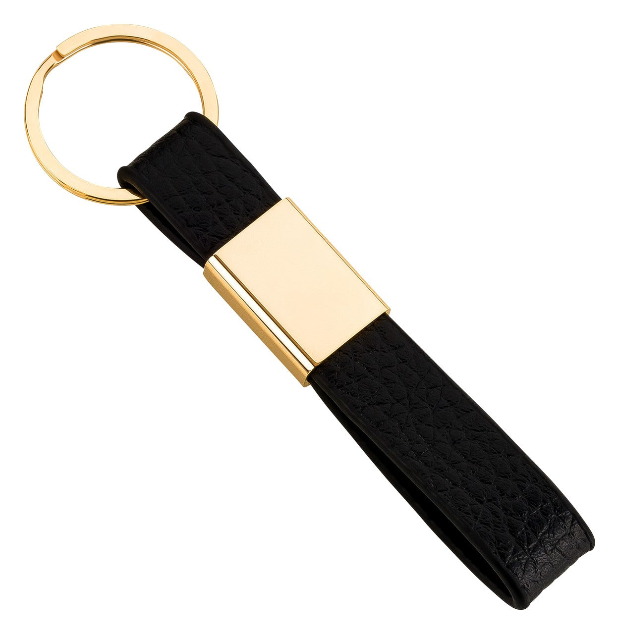 Schlüsselanhänger Edelstahl Leder/ Gold