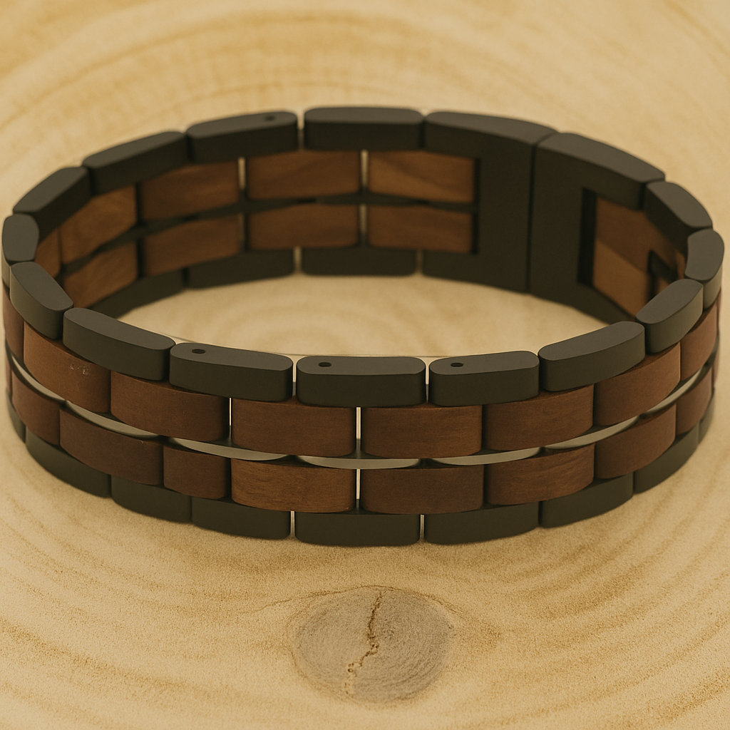 Edelstahlarmband "Olivenholz/Walnussholz"