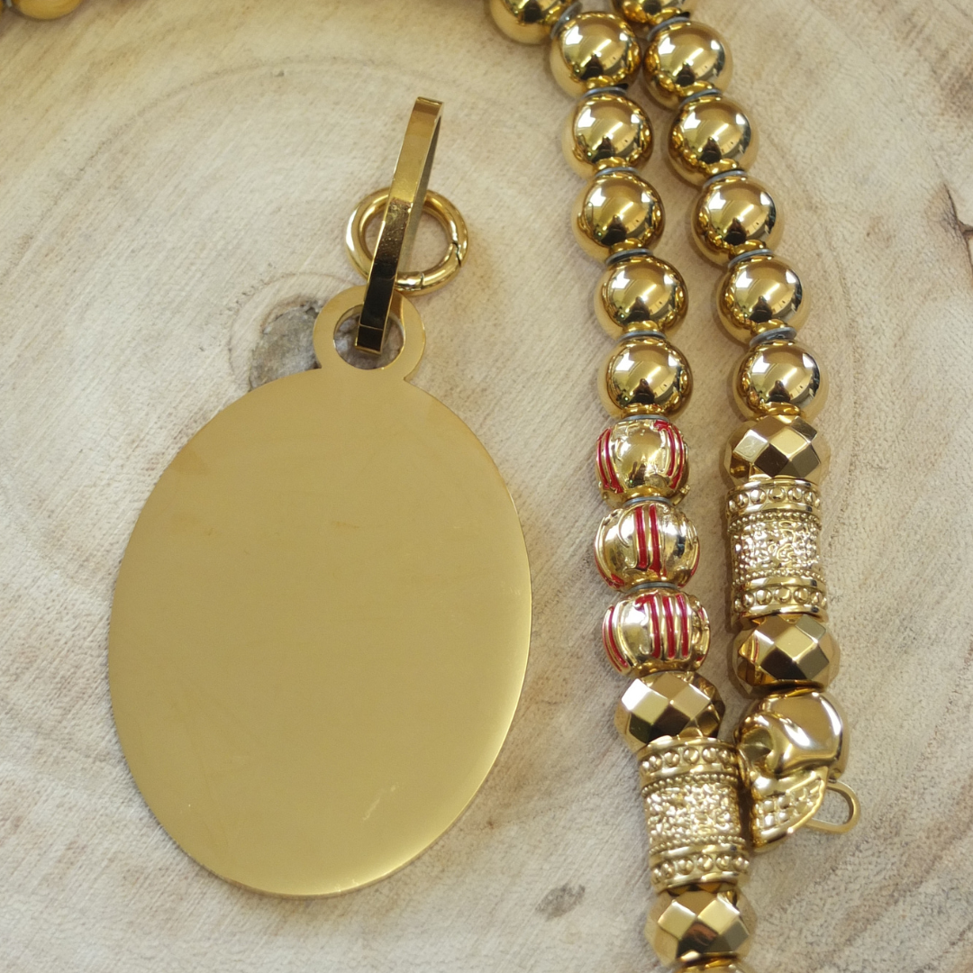 Rockerkette + Gravurplatte Oval Gold