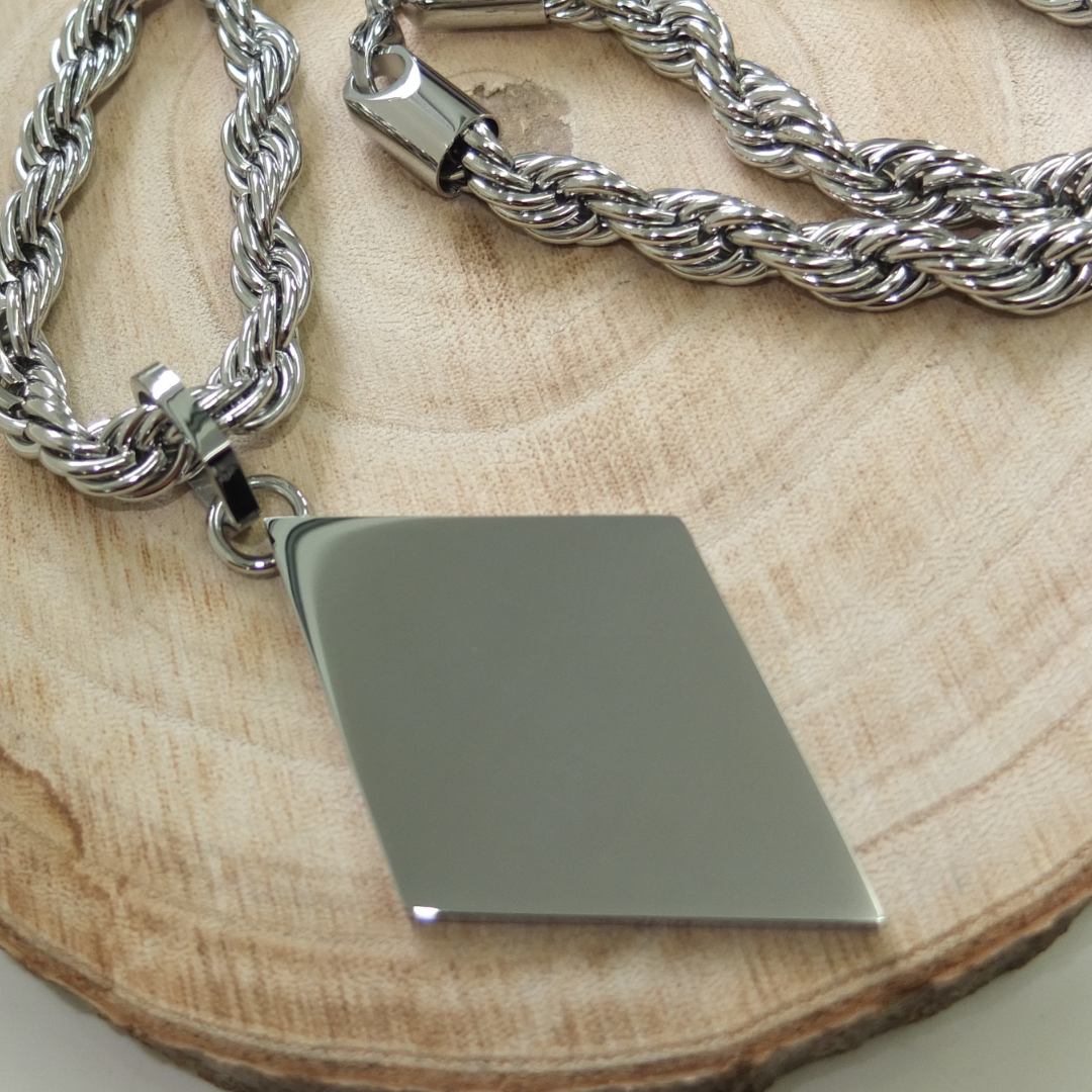 Rautenanhänger + Kordelkette Silberset